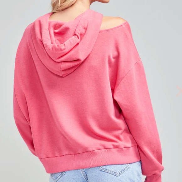 Wildfox Shady Lady Cold Shoulder Rose Sweatshirt Hoodie Pullover NWT - Picture 2 of 6